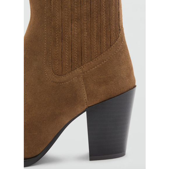 NEW MANGO MNG TOBACCO BROWN WESTY SUEDE BLOCK HEEL ANKLE BOOTS BOOTIE 37 US 6.5 - Picture 3 of 8